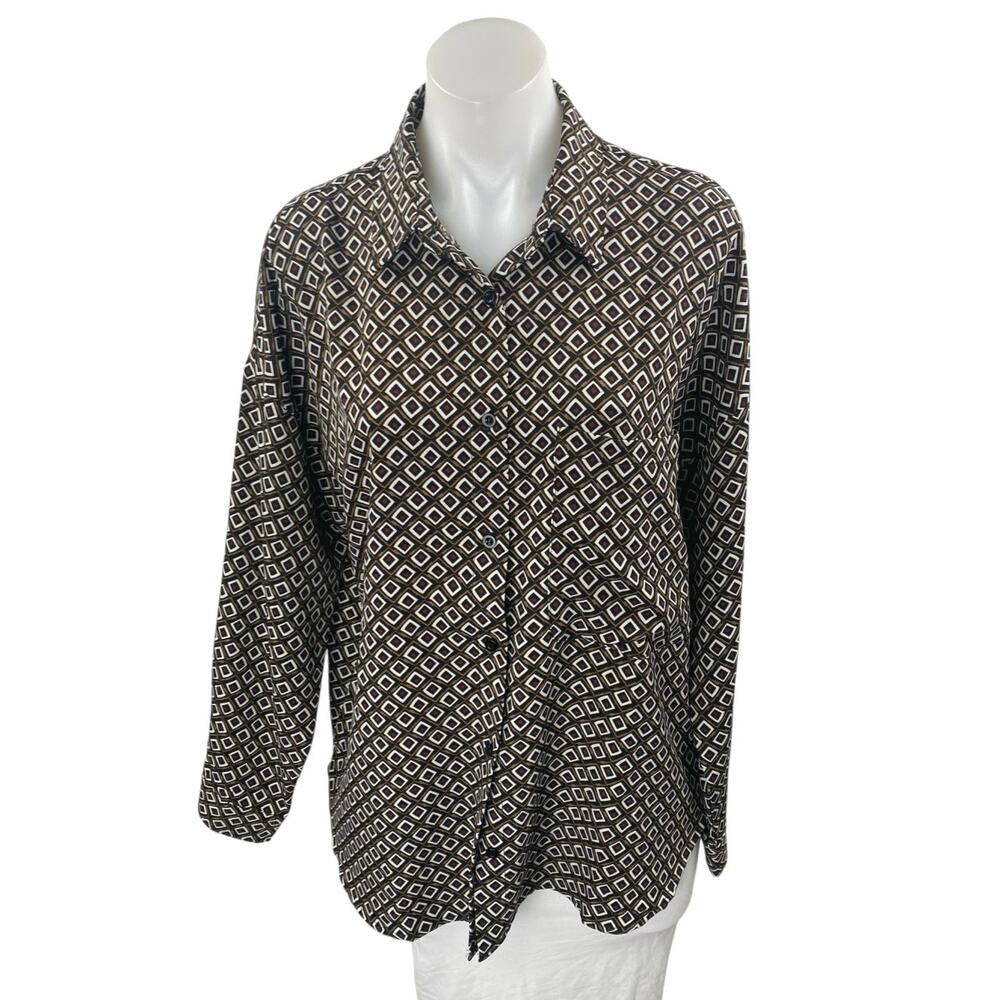 NEW 12th Tribe x TheSaltyBlonde Argyle Long Sleeve Button Up Shirt Top Size S